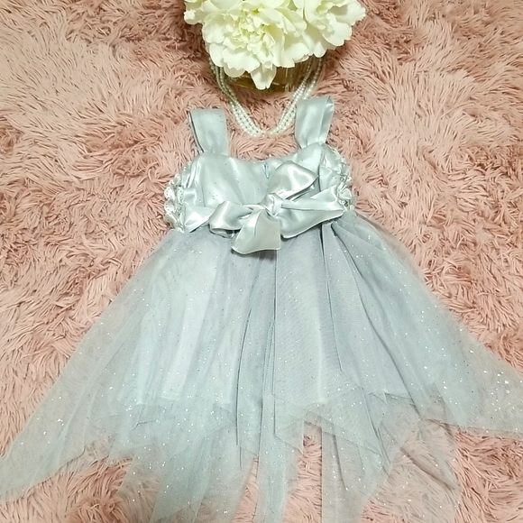 Popatu Toddler Girl's Dress Sequined Glittery Metallic Silver Gray Size 2 - Picture 5 of 10